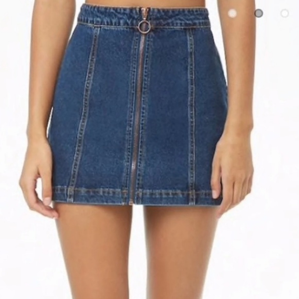 FOREVER 21 | Full Zipper Denim Skirt